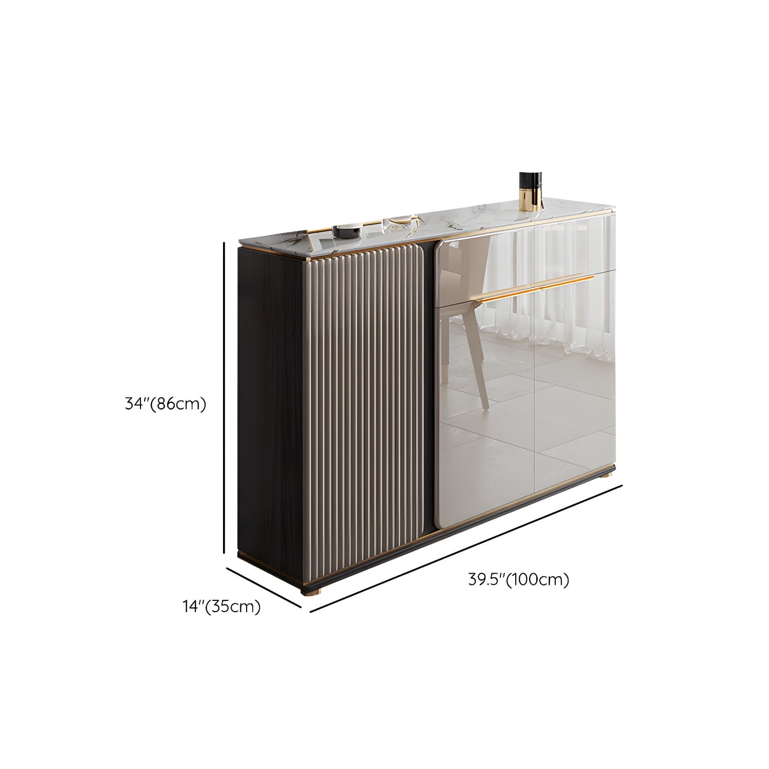 Stone Buffet Sideboard Glam Adjustable Shelves Buffet Credenza with Drawers and Cabinets thumbnail 15