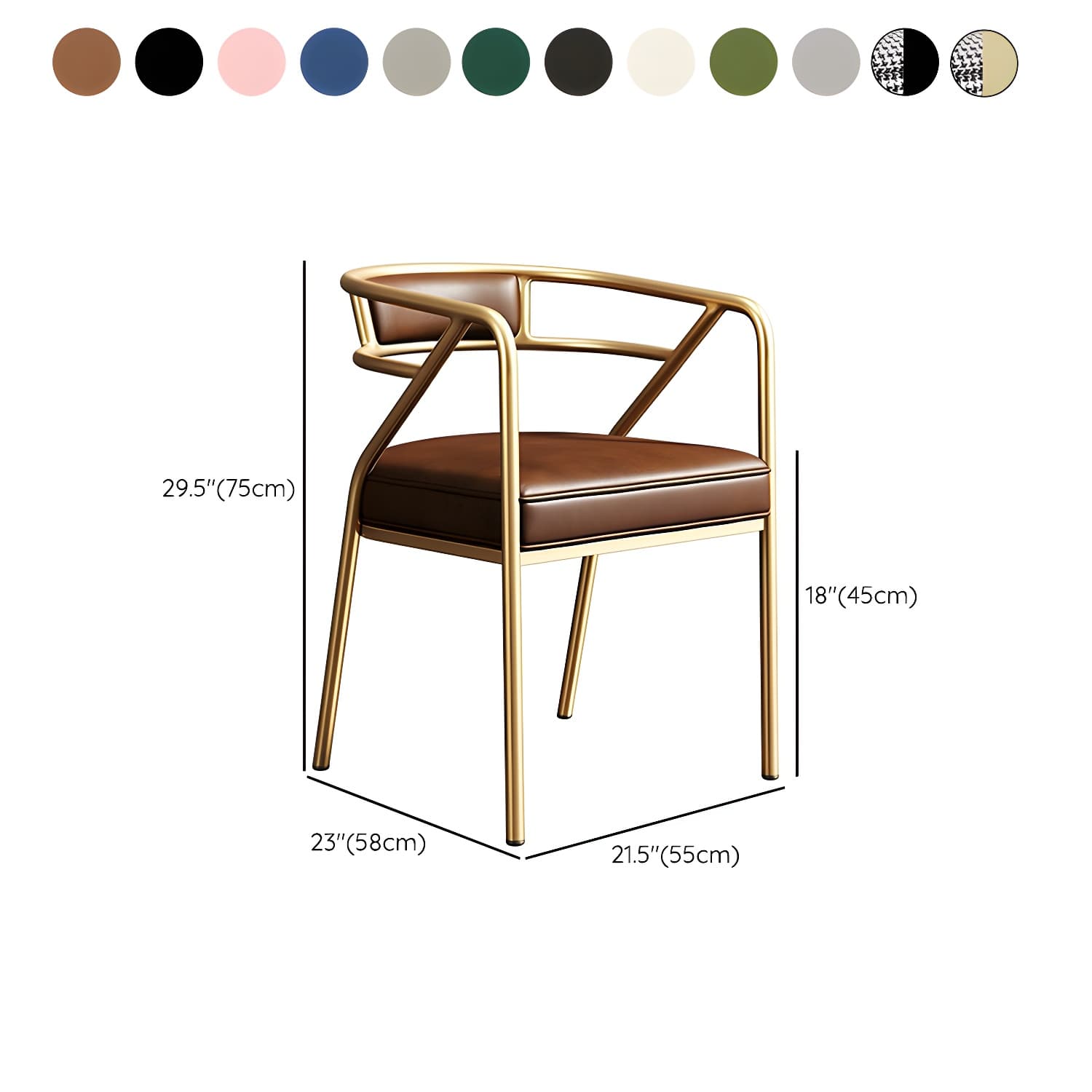 Glam Upholstered Arm Chair with Brass/Gold Legs for Kitchen & Dining thumbnail 19