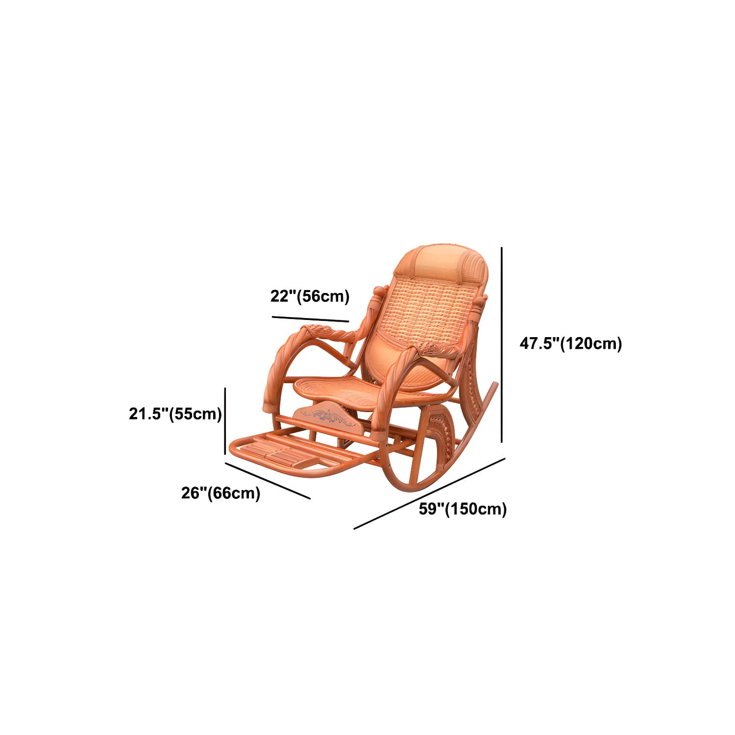 Mid Century Modern Recliner Chair Rattan/Wicker Recliner Chair for Living Room thumbnail 27