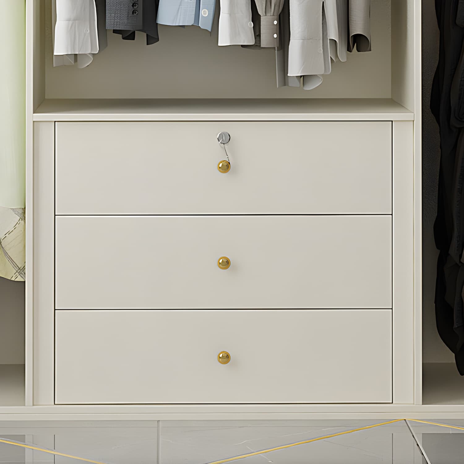 Engineered Wood Wardrobe Cabinet Modern Wardrobe Closet with Shelves for Home thumbnail 8