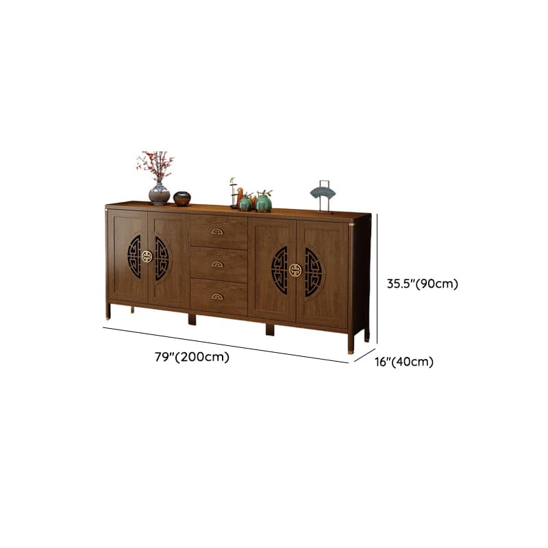 Espresso Standard/Wide/Narrow Timber Sideboard with 4 Doors/3 Doors/2 Doors, Adaptable Shelf and Pantry Hutch, 3 Drawers/6 Drawers/2 Drawers Included/Not Included thumbnail 16