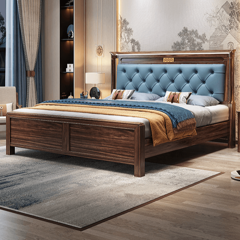 Lumber Solid Color Framed Storage Bed Frame/Pallet Bed Frame with Decorative-stitched Headboard for Living Room thumbnail 1