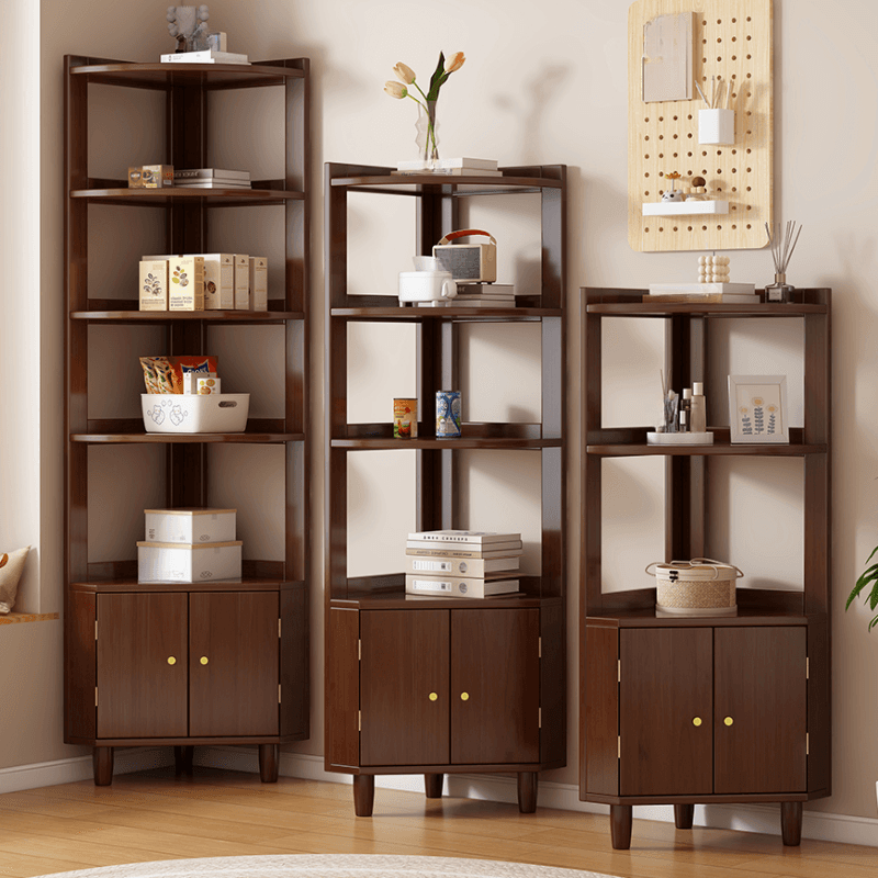 Art Deco Lumber Accent Cabinet Wood Color/Sepia Nook with Storage Cabinet, Pull Knobs and 5 Exterior Shelves/4 Exterior Shelves/3 Exterior Shelves thumbnail 3