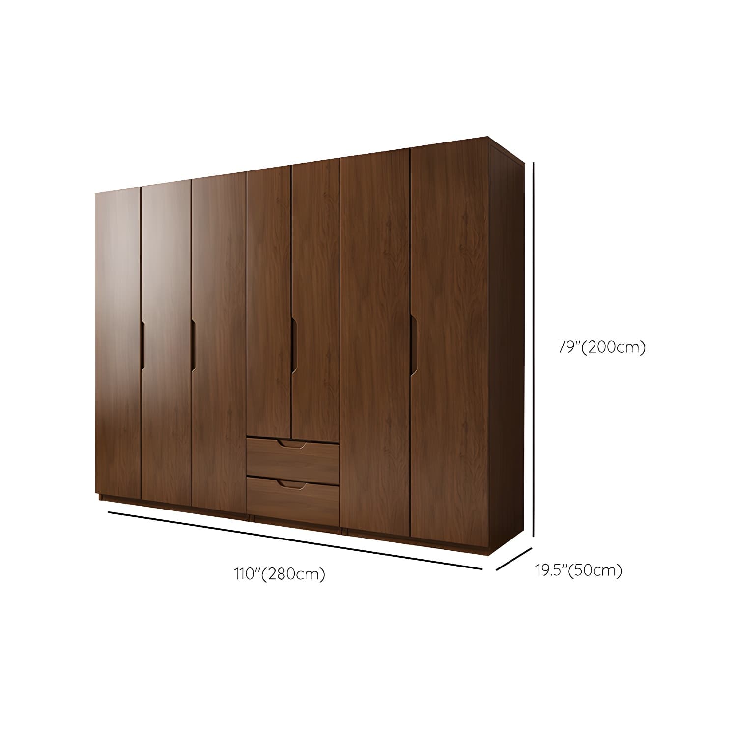 Contemporary Oak Solid Wood Wardrobe Freestanding Multifunctional Wardrobe - image 26