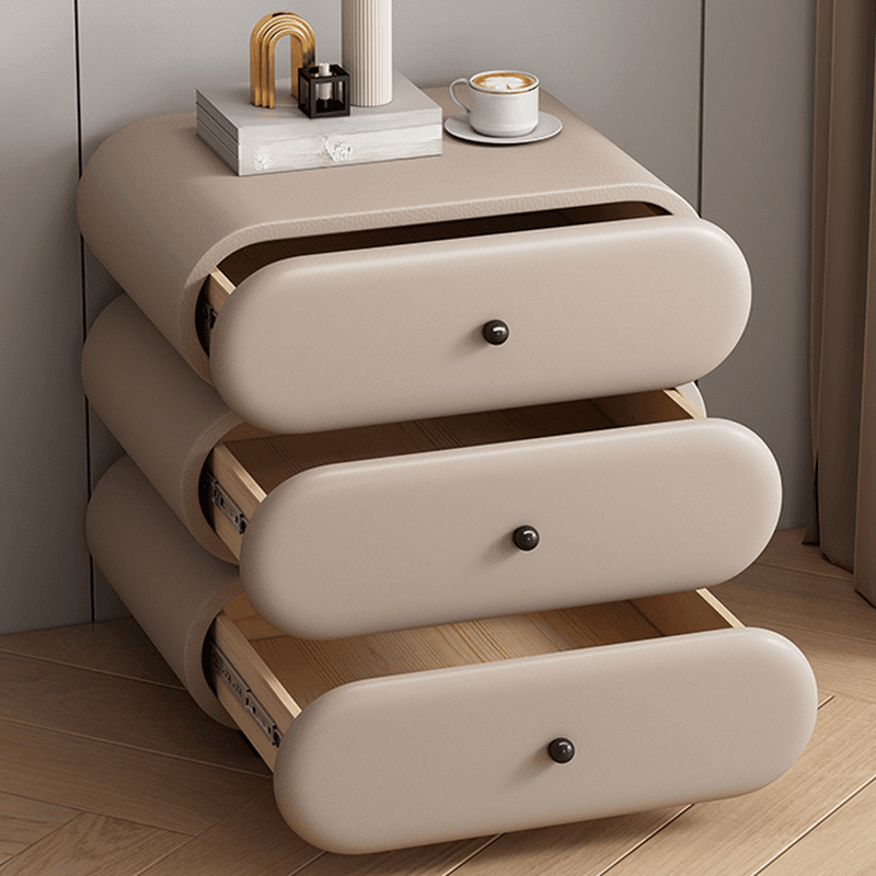 Old School 3-Tier Pleather Countertop Drawer Storage Nightstand thumbnail 11