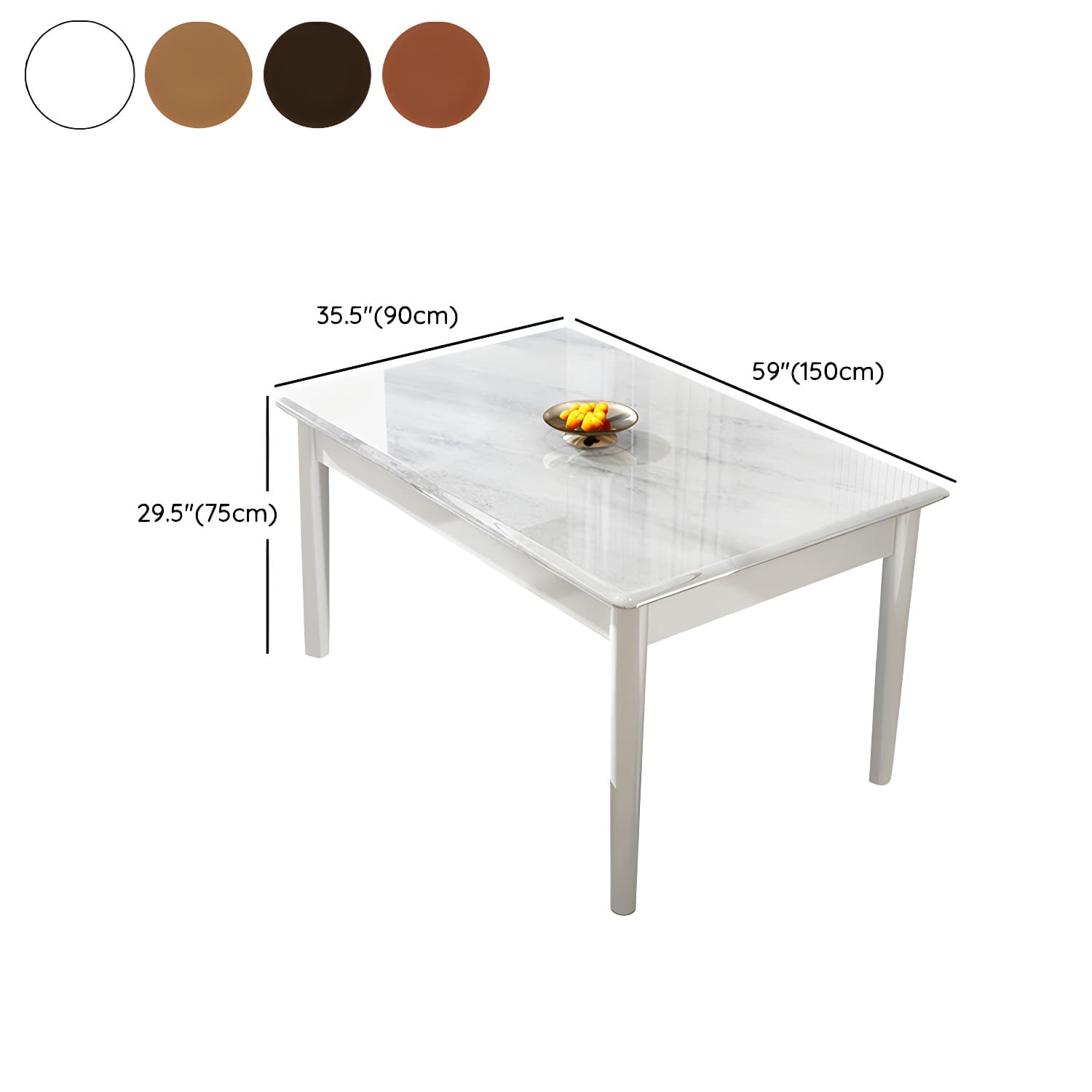Modern White Marble Kitchen & Dining Room Set - Solid Wood Base, Faux Marble Top thumbnail 12