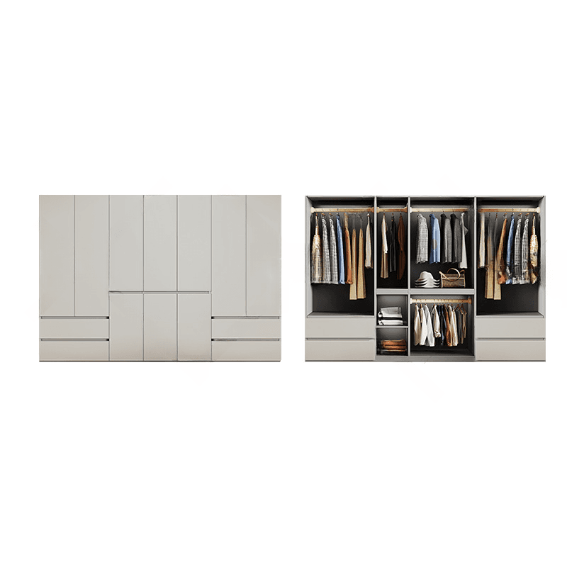 Cream Trendy Reclaimed Wood Wardrobe Armoire with Soft Close Drawer, Soft Close Door, Interior Shelves, and Clothing Rod thumbnail 44