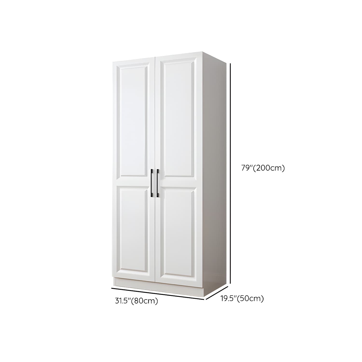 Modern White Wood Wardrobe Armoire with Shelves & Clothing Rod - Spacious and Stylish thumbnail 13