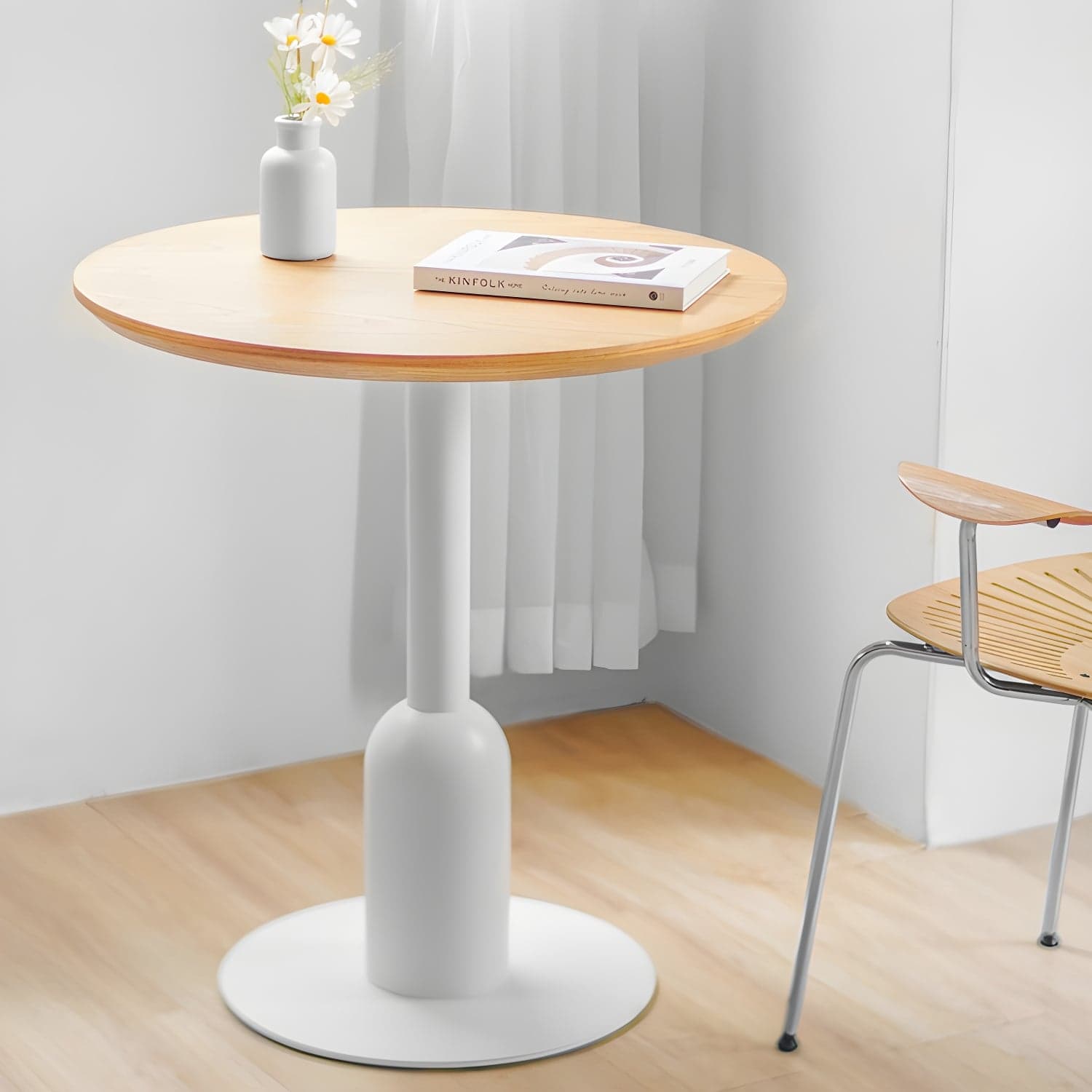 Industrial Style Dining Site Table MDF Dining Room Furniture with Pedestal Base thumbnail 3