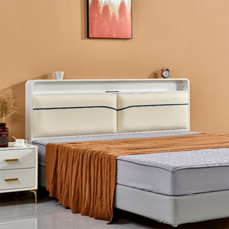 Minimalist Free-standing Standard Full(54"W x 75"L)/Twin(38"W x 75"L) Panel No Distressing with Shelves Included and Illuminating in Lumber thumbnail 8
