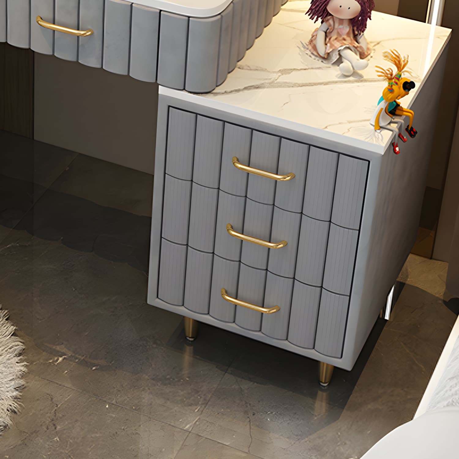 Wooden Makeup Vanity Storage Box Vanity Dressing Table for Bedroom thumbnail 10