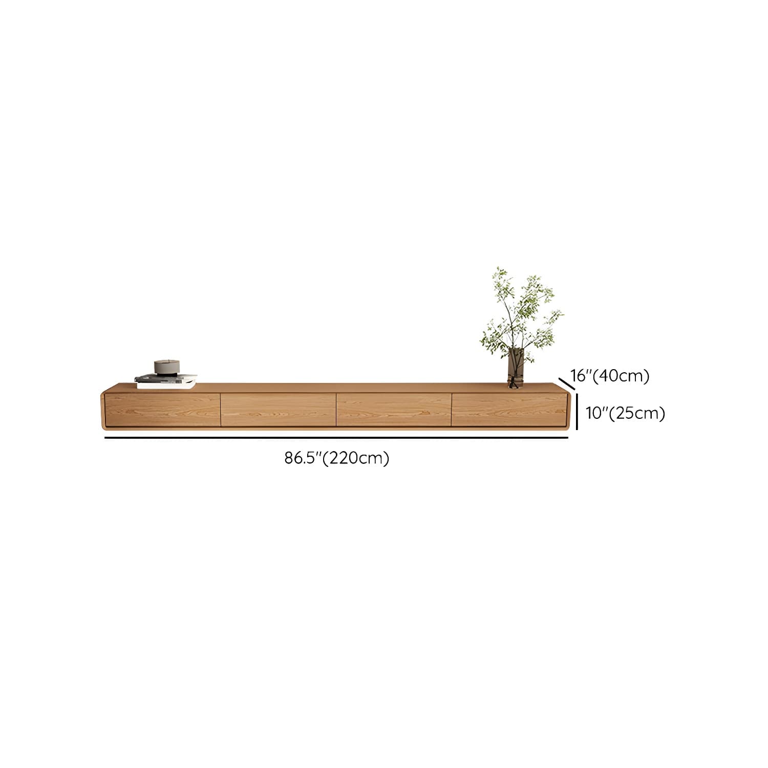 Contemporary Wood Media Console TV Stand in Natural with Drawers thumbnail 15