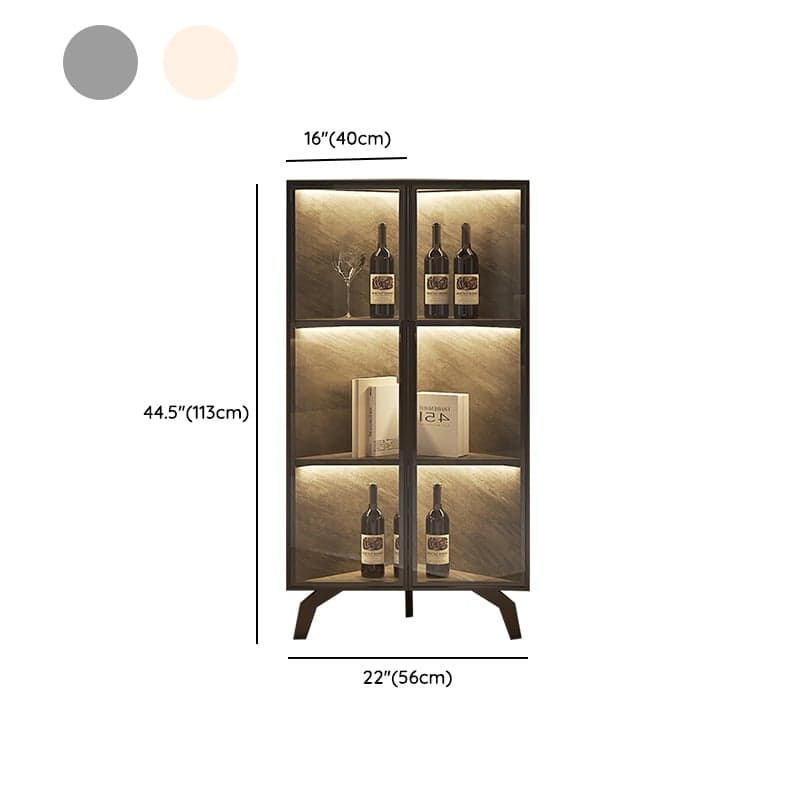 Modern Corner Glass Door Accent Cabinet with Black Metal Base thumbnail 11