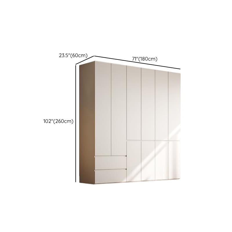 Chalk Modern Natural Wood Standalone Almirah with Soft Close Drawer, Interior Shelves, and Hanging Rod thumbnail 16