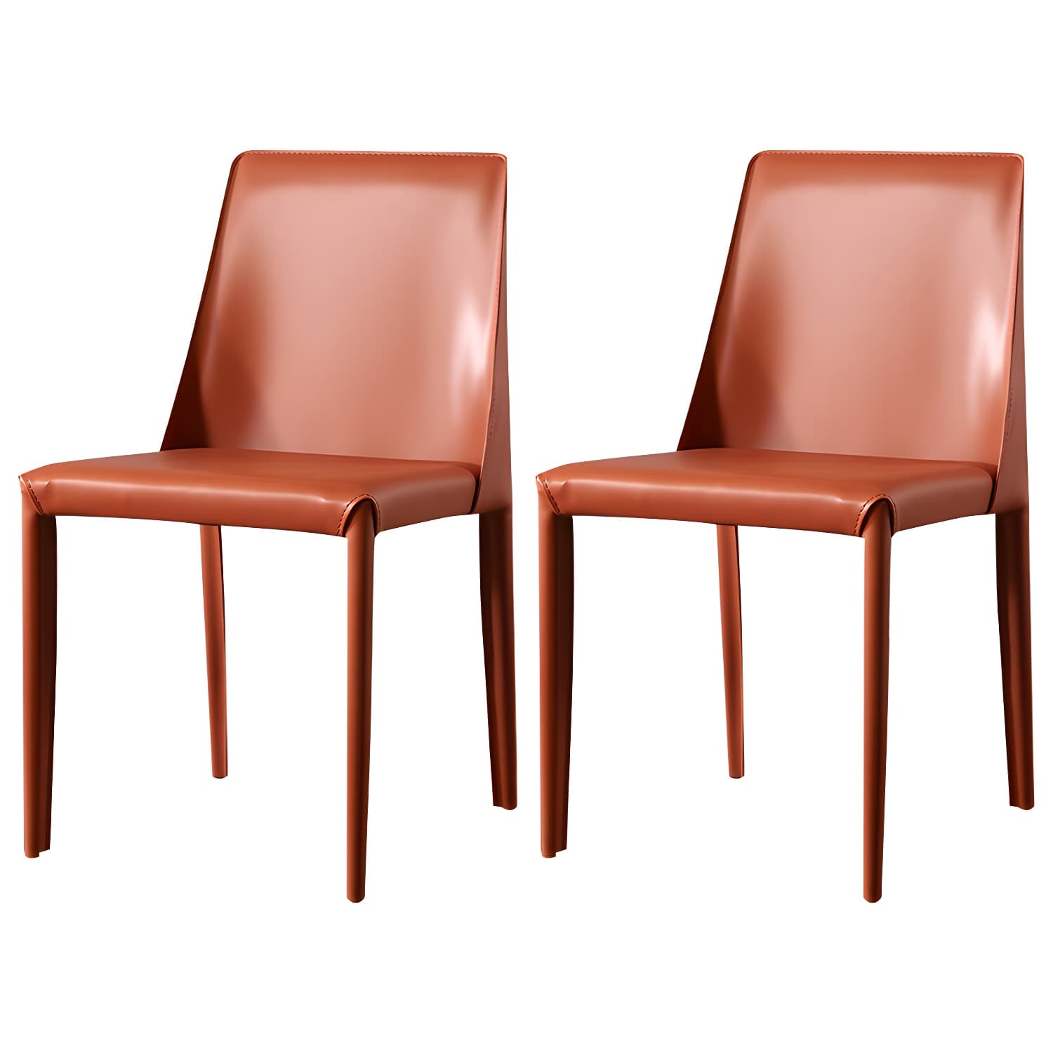 Solid Back Armless Dining Chairs Indoor Leather Side Chairs with Metal Legs thumbnail 7