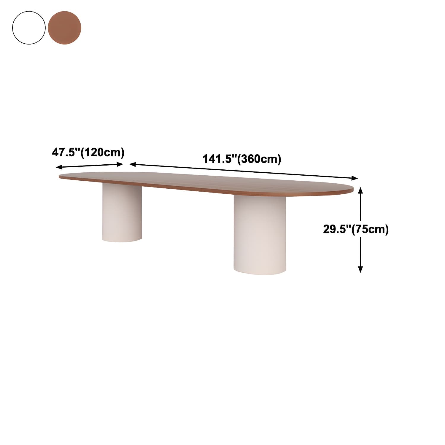 Contemporary Wood Top Oval Dinette Table White Base Dining Table for Living Room thumbnail 18