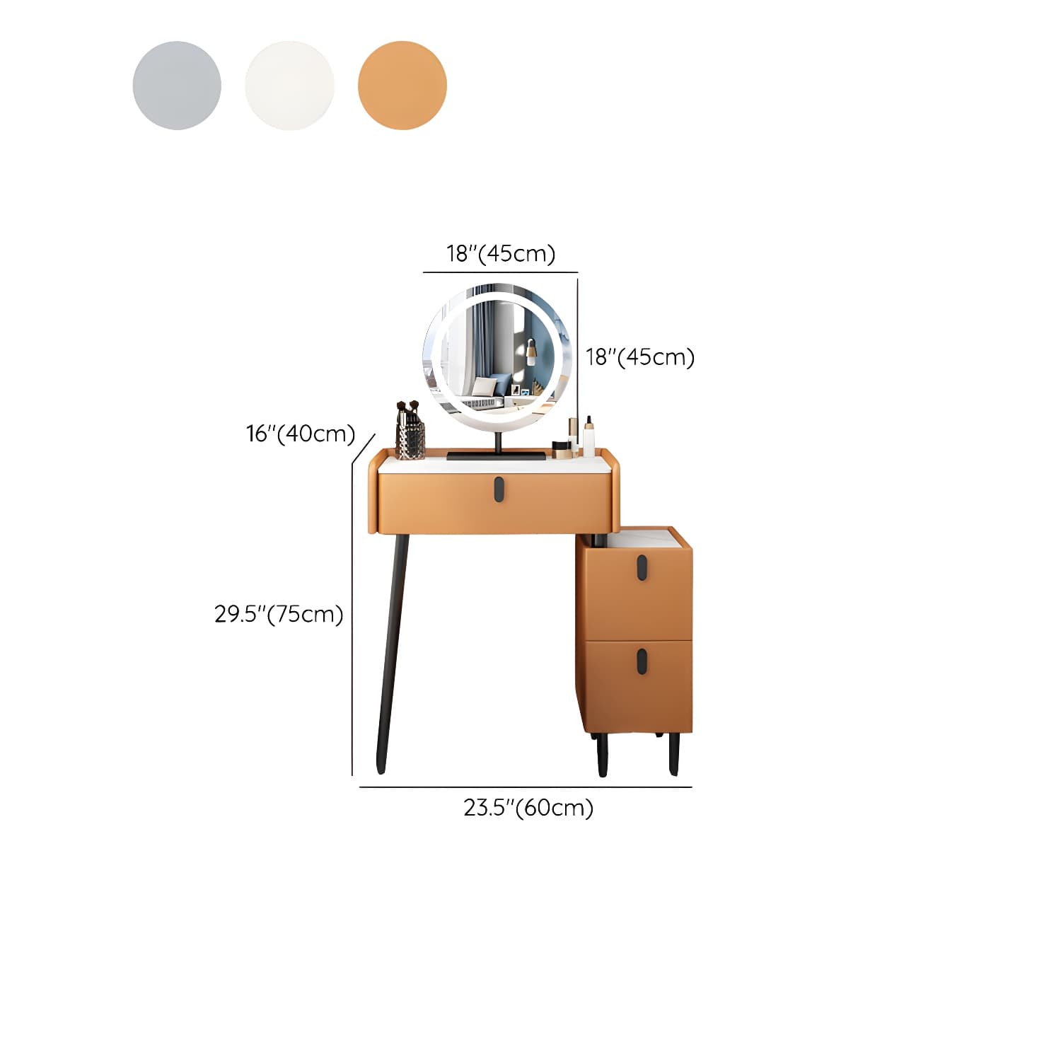 Contemporary Vanity Dressing Table Set with Mirror and Stool thumbnail 19