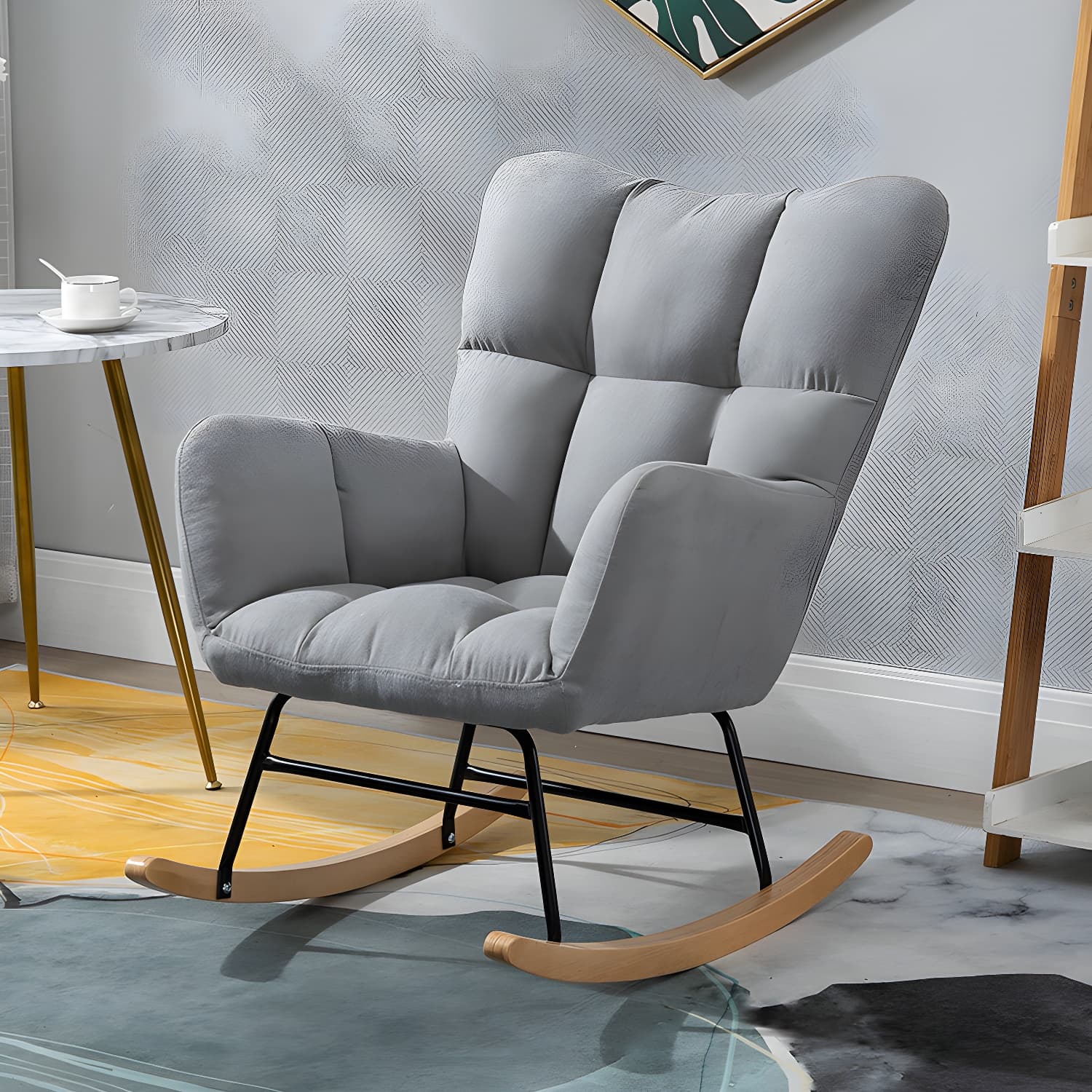 Simple Nordic Style Rocking Chair Balcony Lounge Recliner Sofa Rocking Chair thumbnail 18