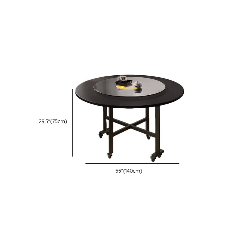 Contemporary Circular-shaped Dining Table with Timber Top in Brown, Extendable Feature thumbnail 17