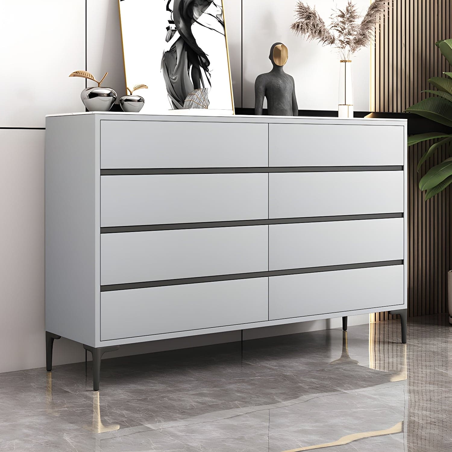 Glam Vertical Stone Storage Chest Bedroom Chest with 8 Drawers - image 6