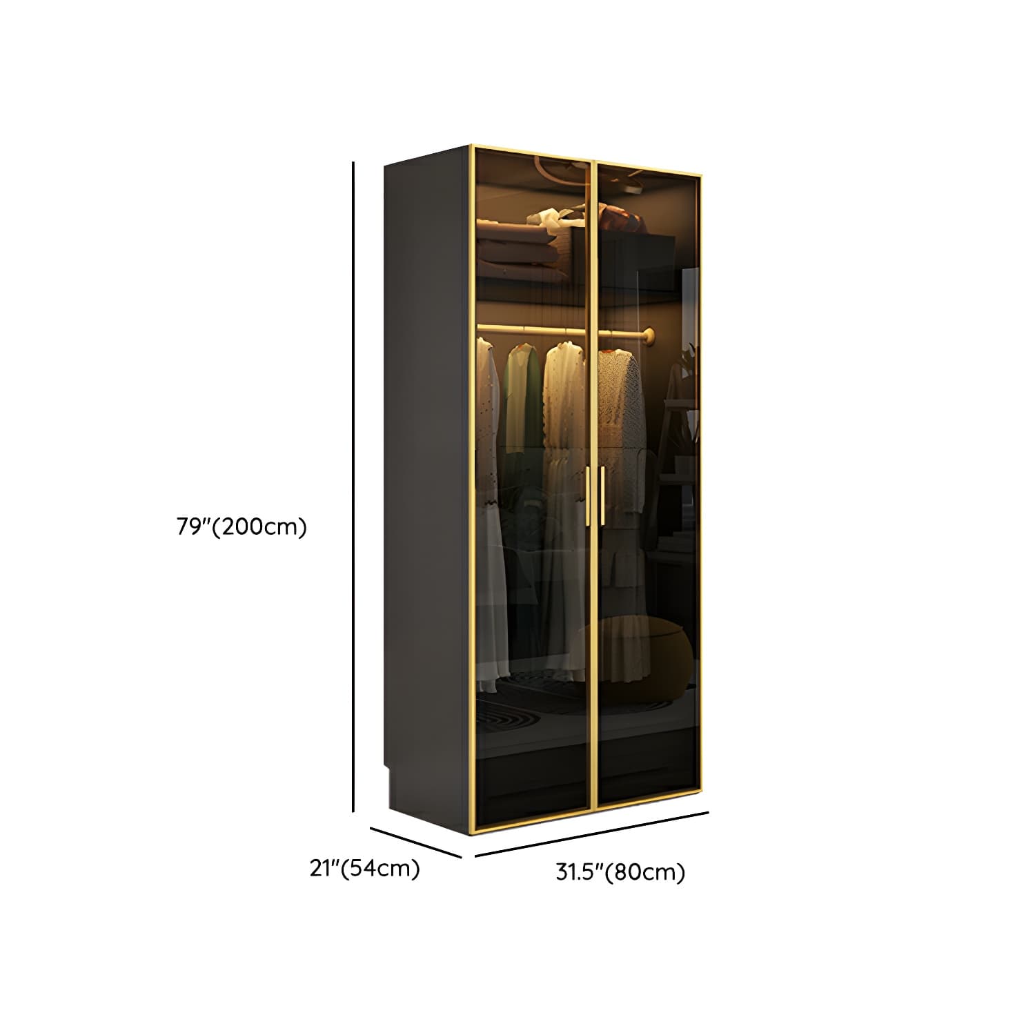 Modern Grey Wood Wardrobe Armoire with Drawers & Adjustable Shelves thumbnail 10