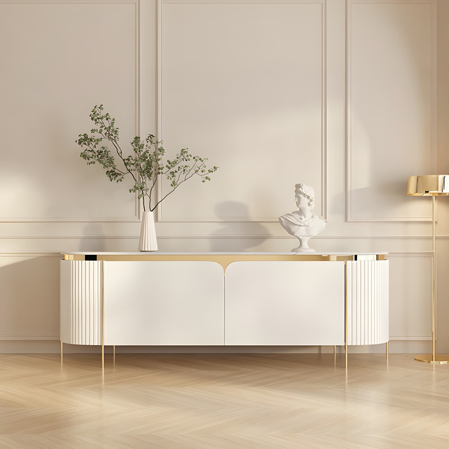 Marble TV Media Console Contemporary TV Console for Living Room thumbnail 6