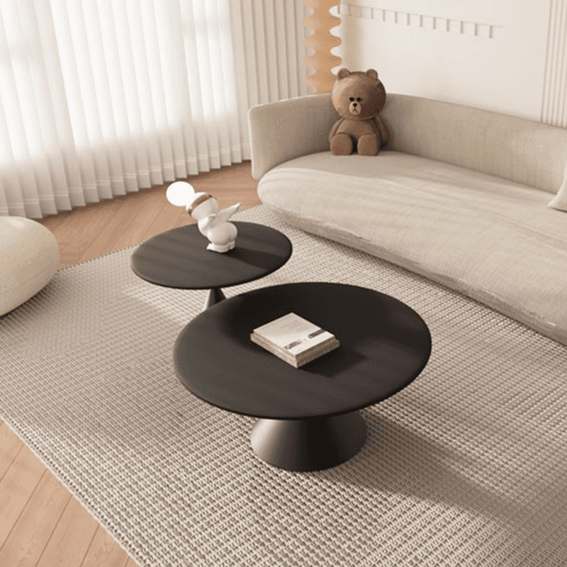 Single/Nesting Postmodern Circular-shaped Chalk/Ink Sintered Stone Pedestal Base Side Table thumbnail 4