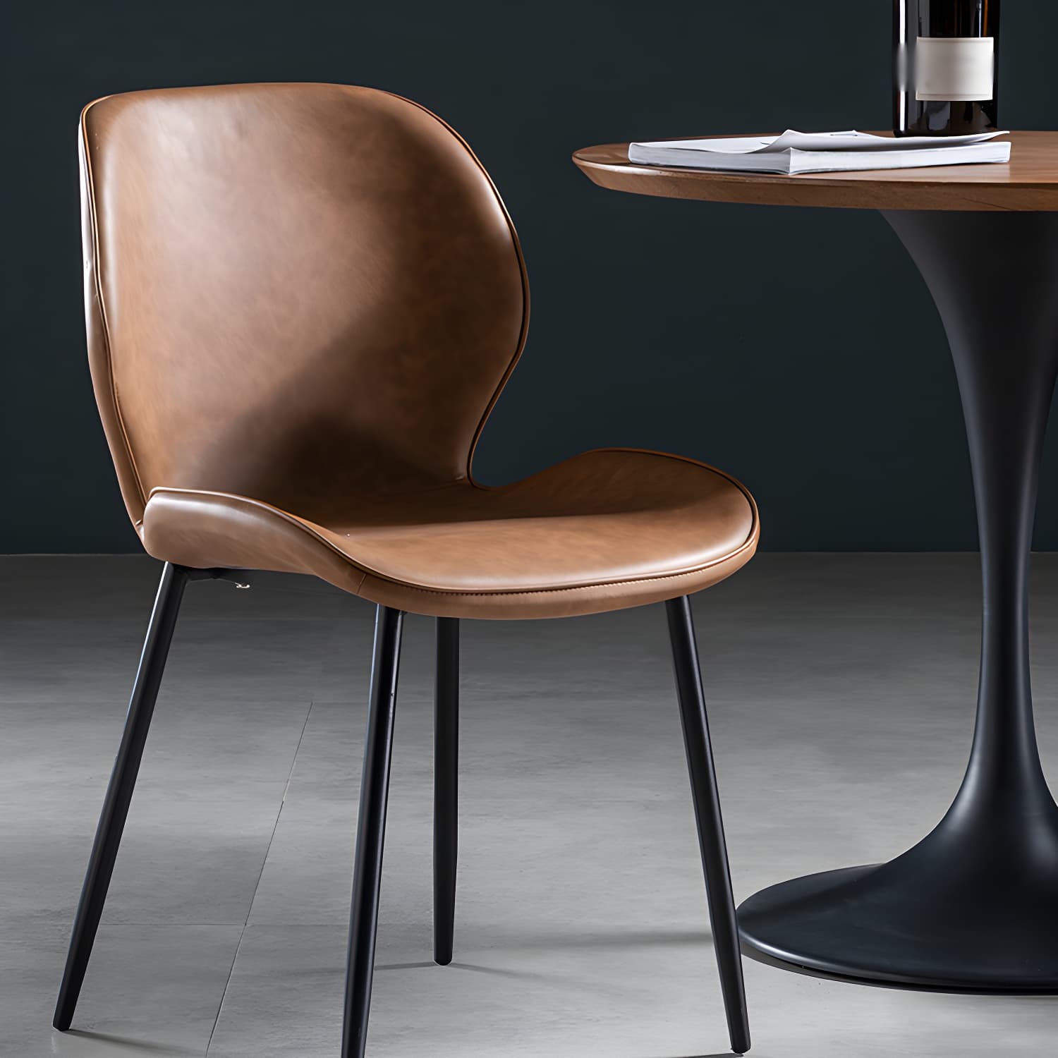 Scandinavian Leather Home Side Chair Matte Finish Wingback Dining Chair (Set of 2) thumbnail 11