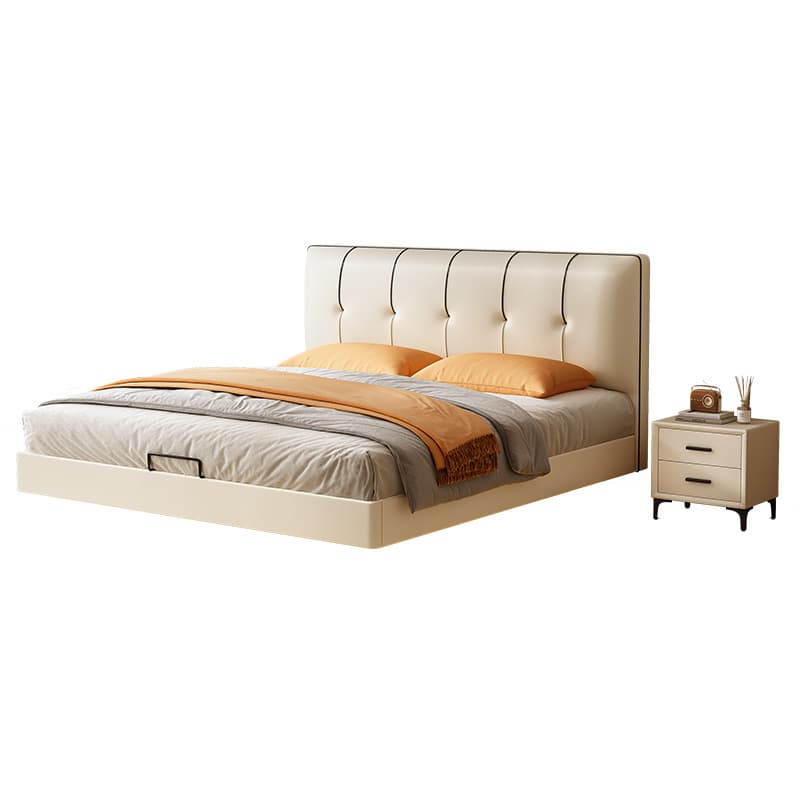 Cream Solid Color Adaptable Height Stitch-tufted Floating Bed for Bedroom thumbnail 4