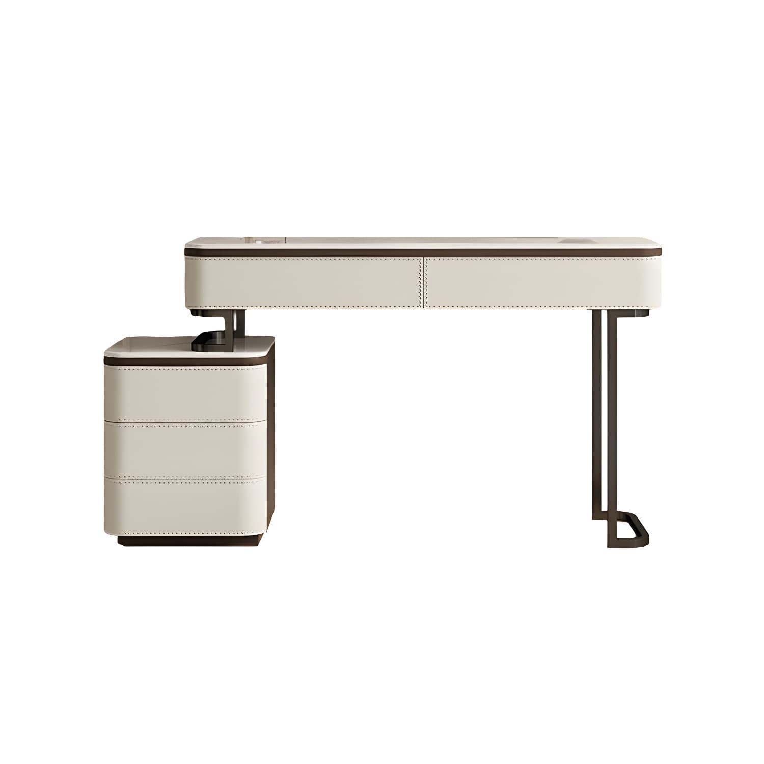 Modern Wood Vanity with Stone Top & 5 Drawers & Jewelry Storage & Assembly Required thumbnail 8