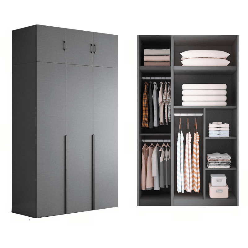 Trendy Dove Grey Wooden Wardrobe with Interior Shelves, Soft Close Door & Hanging Rod thumbnail 9