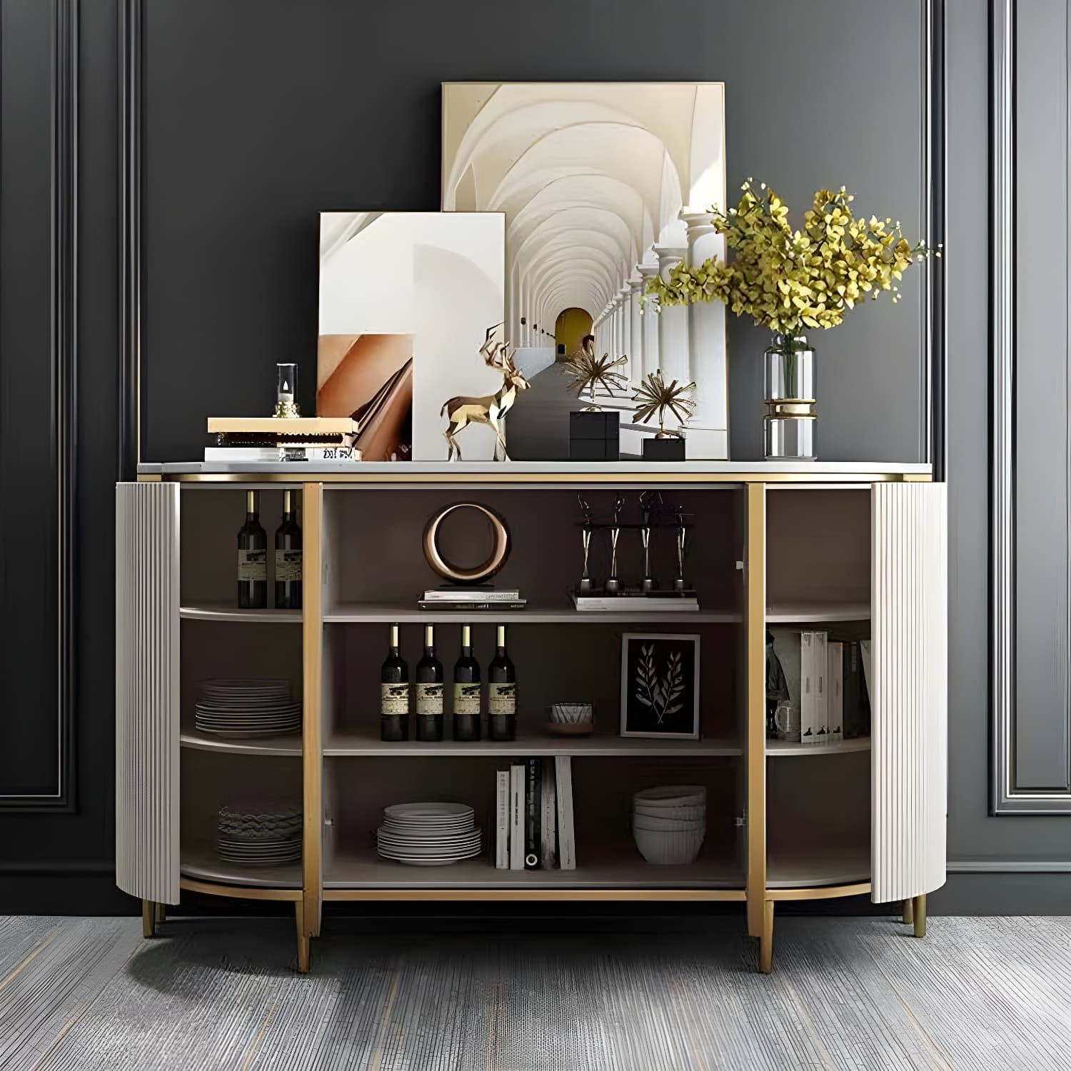 Marble Sideboard Modern & Contemporary Side Board with Cabinets - image 6