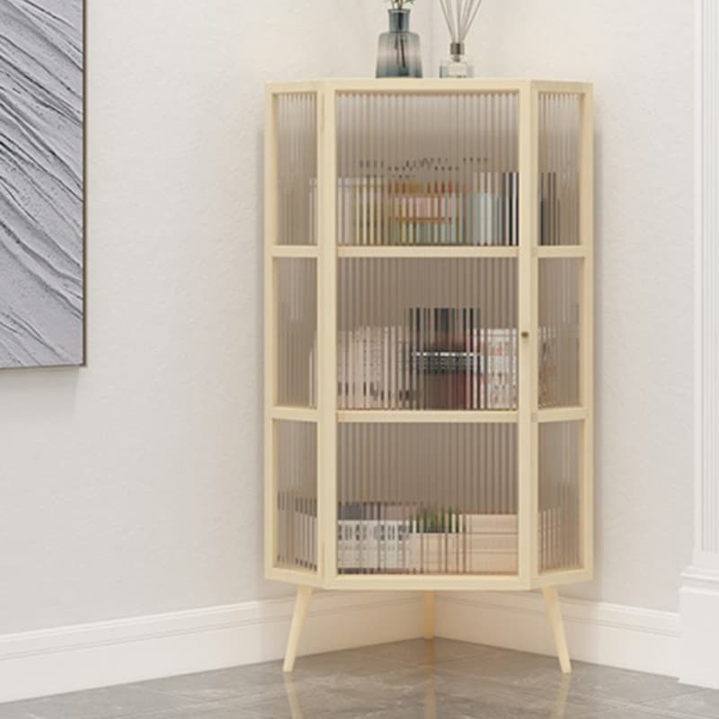 40cm Corner Modern Accent Cabinet with Glass Doors and Iron Base thumbnail 7