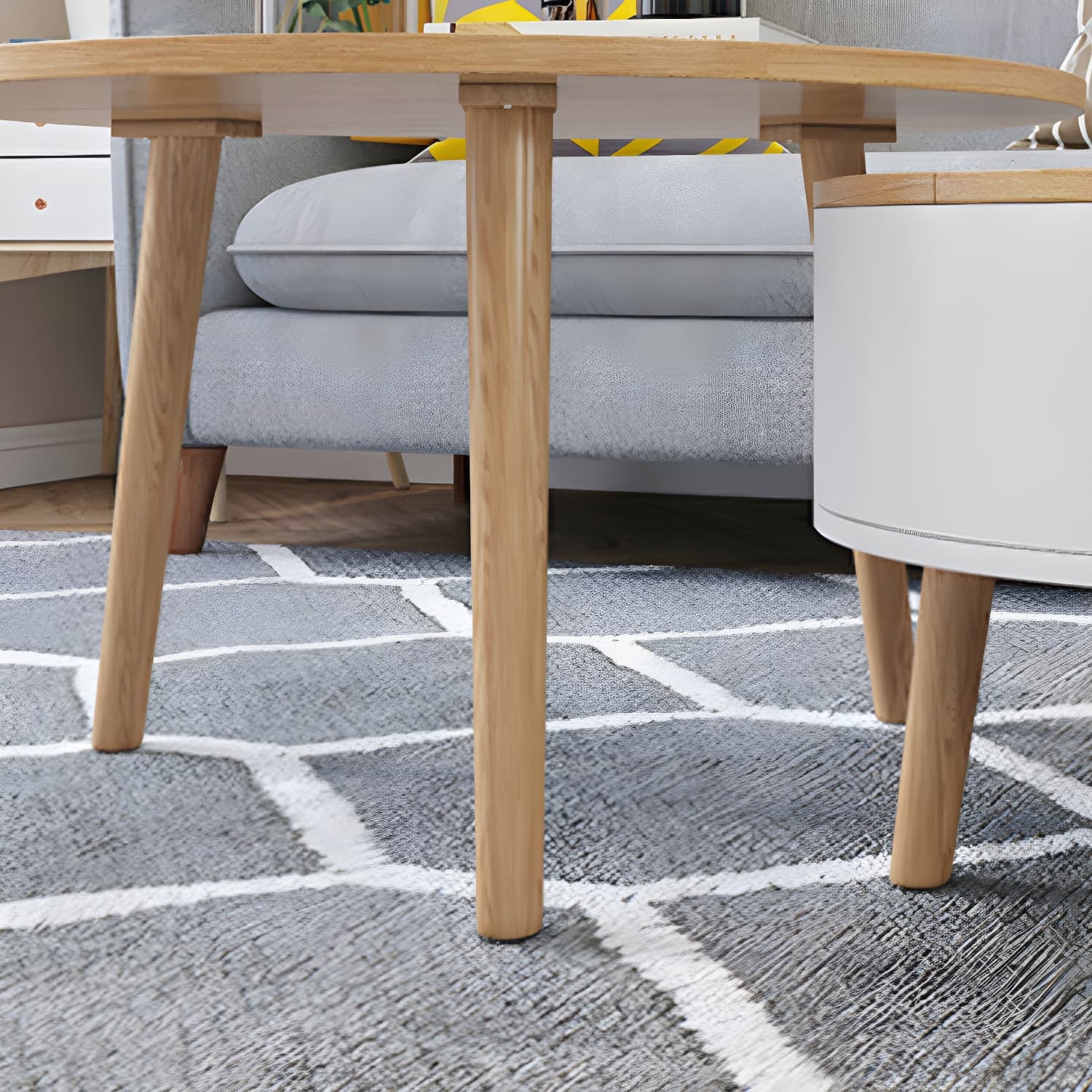 Round Solid Wood 3 Legs Coffee Table with Storage Drawers Modern Cocktail Table thumbnail 13
