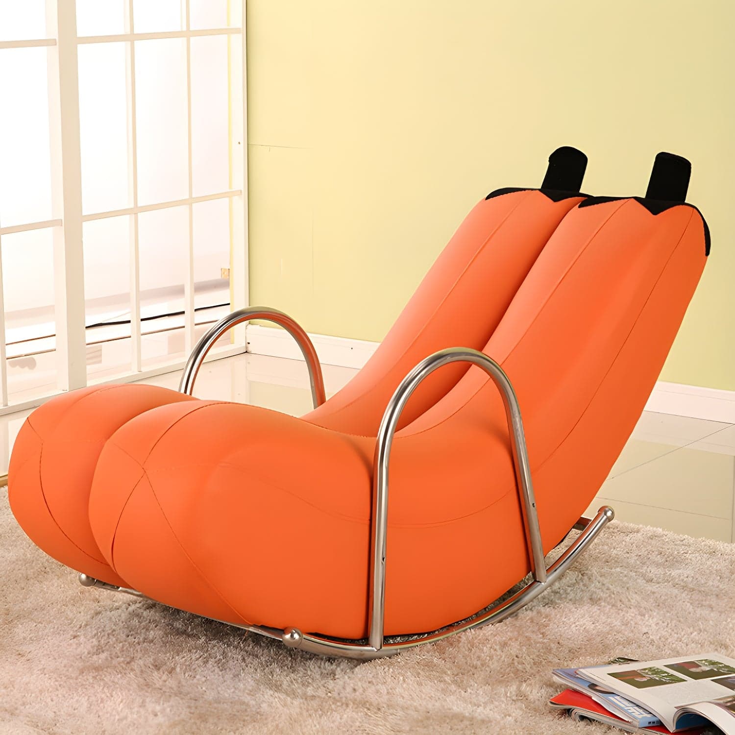 Stylish Silver Upholstered Rocking Chair with Track Arms - Modern Comfort thumbnail 3
