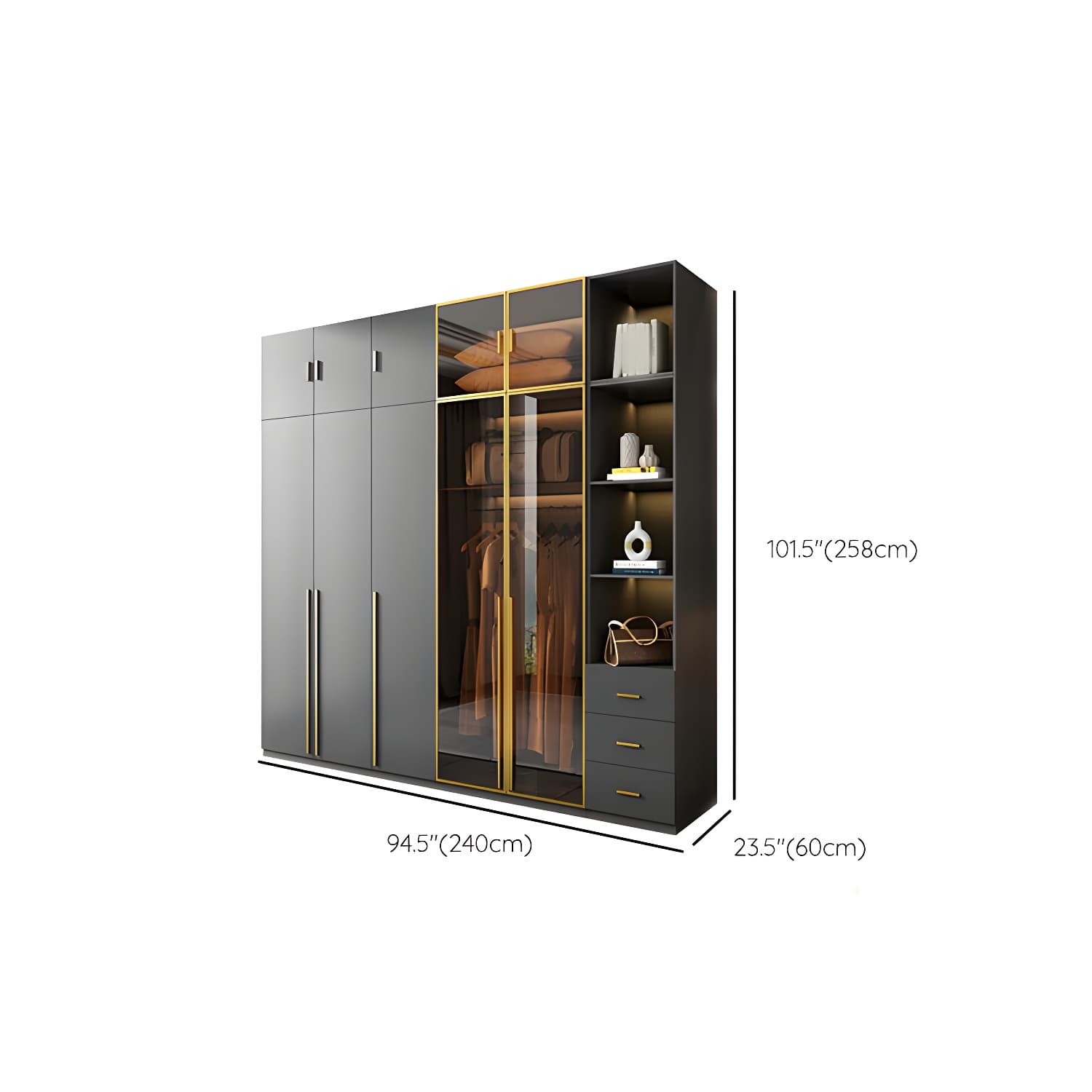 Modern Glass Wardrobe Wardrobe Armoire Wardrobe Cabinet for Home thumbnail 35