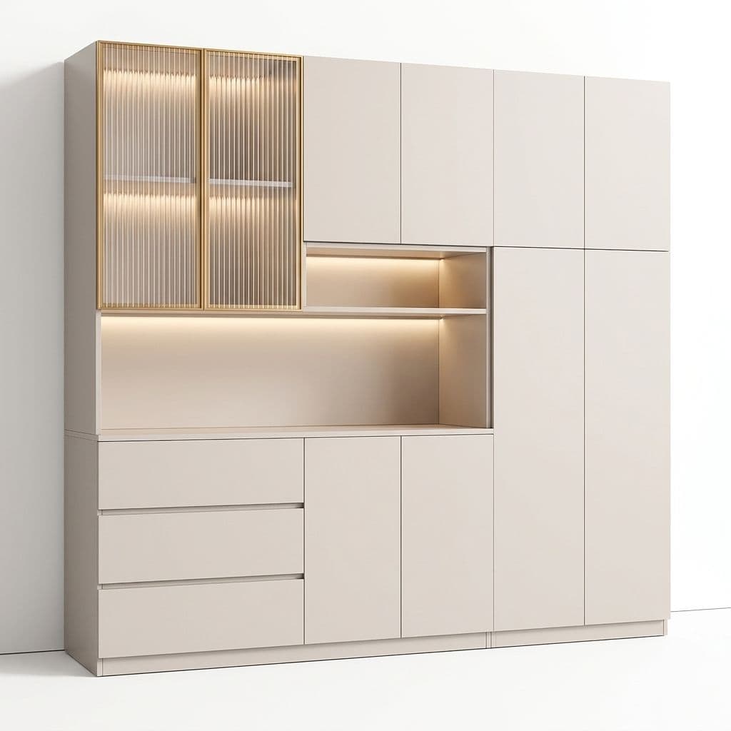 Trendy Sideboard with 3 Drawers, Cupboard, Wide/Standard/Narrow Sizes, 2/1 Shelves, Cabinets, and Glass-panel Door thumbnail 17