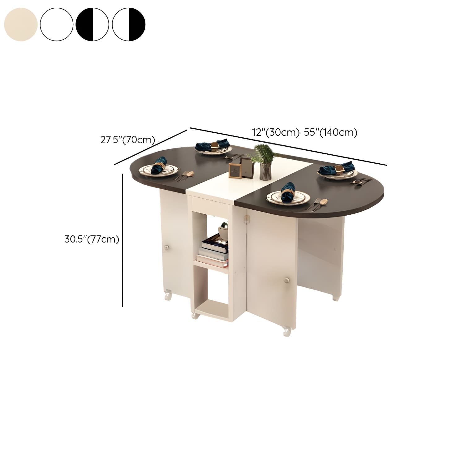 Collapsible Pedestal Manufactured Wood Kitchen & Dining Table 30in by 30in Modern Style thumbnail 15