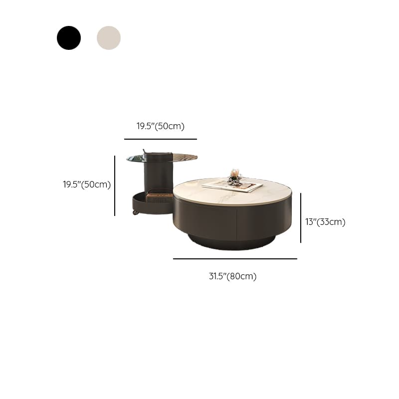 Rounded Coffee Table with 2 Drawers for Indoor Use in a Modern Style thumbnail 14