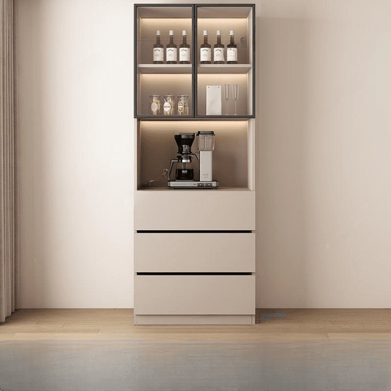 Wide/Standard/Narrow Modern Timber 3 Drawers 2 Shelves/3 Shelves/1 Shelf Glass Doors Pantry Hutch Sideboard thumbnail 6