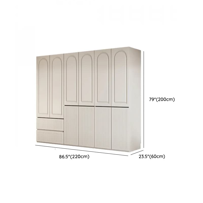 White Minimalist Manufactured Wood Independent Wardrobe Closet with Soft Close Drawer, Soft Close Door, and Interior Shelves thumbnail 18