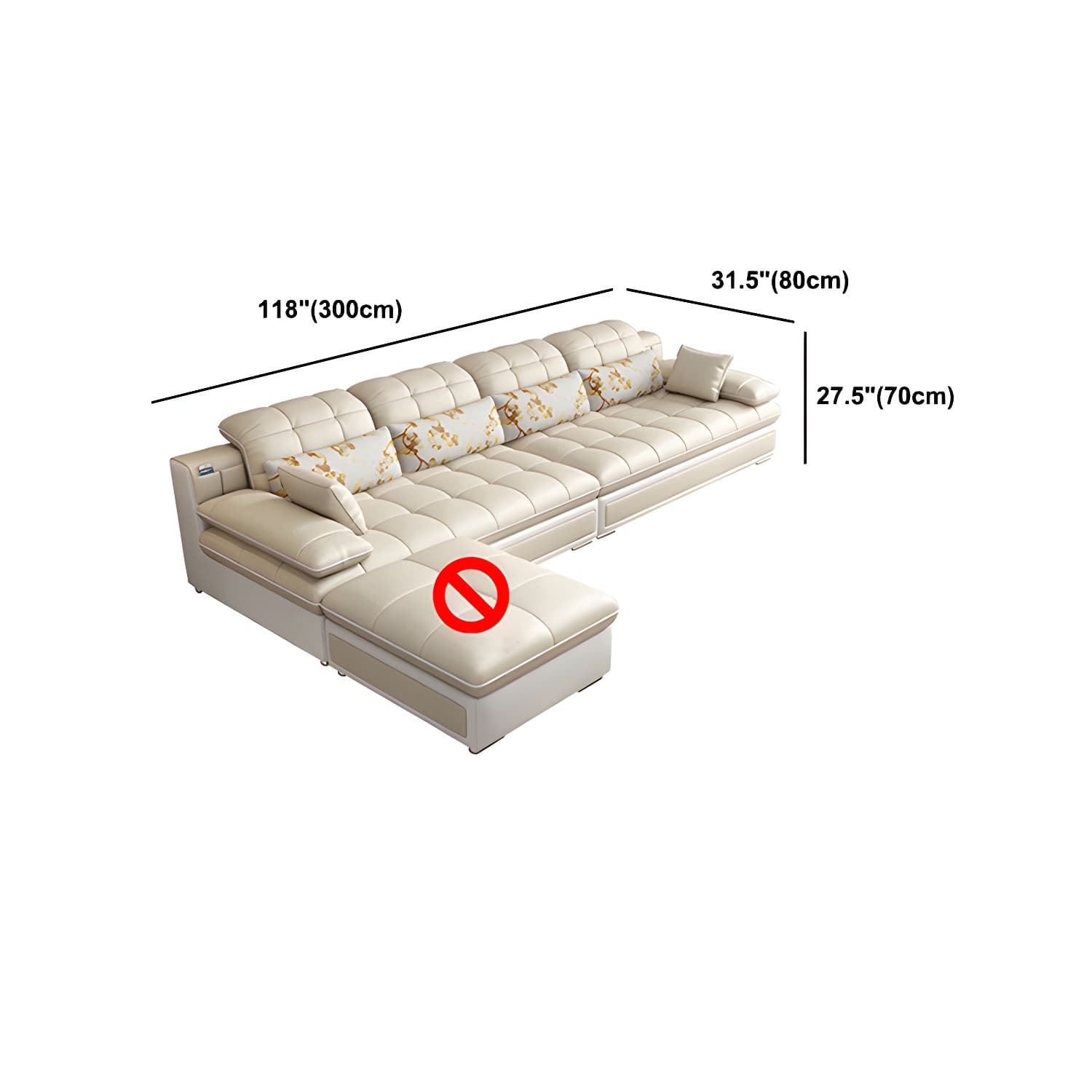 Contemporary Faux Leather Sofa & Chaise Biscuit Back Pillow Top Sofa thumbnail 13