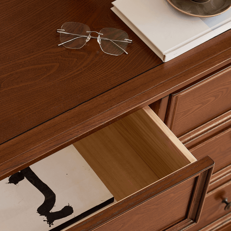 Cocoa Trendy Ash Wood Console Dresser/Semainier with 9/7/6 Drawers, Integrated Cable Management, Horizontal/Vertical thumbnail 4