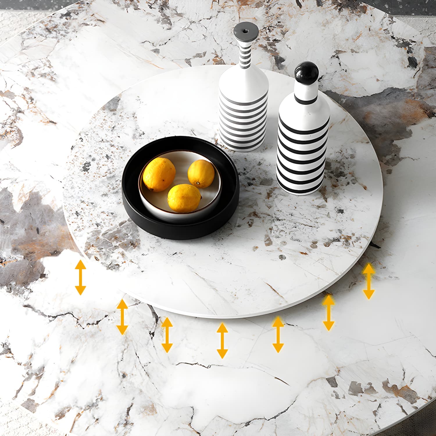 Round Sintered Stone Dining Table Stone Table in White with Pedestal thumbnail 7