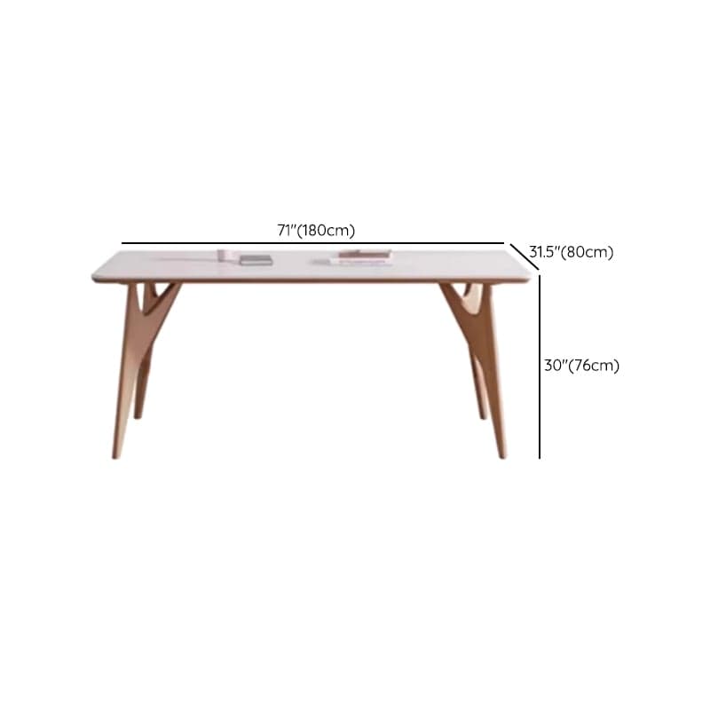 Dining Table Set with Slate Stone Top, Enclosed Back, Fixed Table, Padded Chair for 6 People in White thumbnail 11