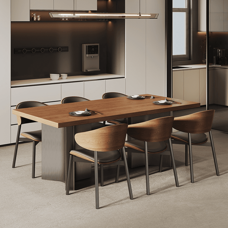 Dining Table Set with Ash Wood Top, Two-sided Pedestal Base, Padded Chair with Back for 6 People/4 People in Auburn thumbnail 3
