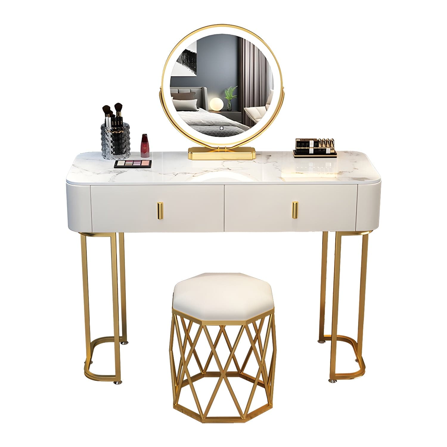 Slate Makeup Counter Adjustable Mirror Vanity Dressing Table with Drawer thumbnail 9