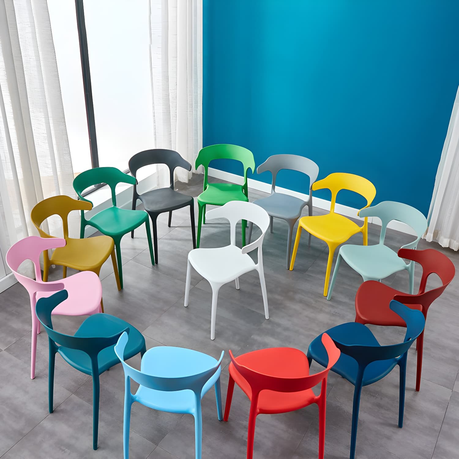 Glam Plastic Side Chair Matte Finish Open Back Dining Chair for Dinning Room thumbnail 19