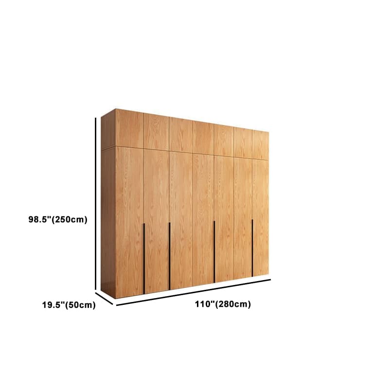 Natural Wood Freestanding Wardrobe Closet with Natural Doors thumbnail 30