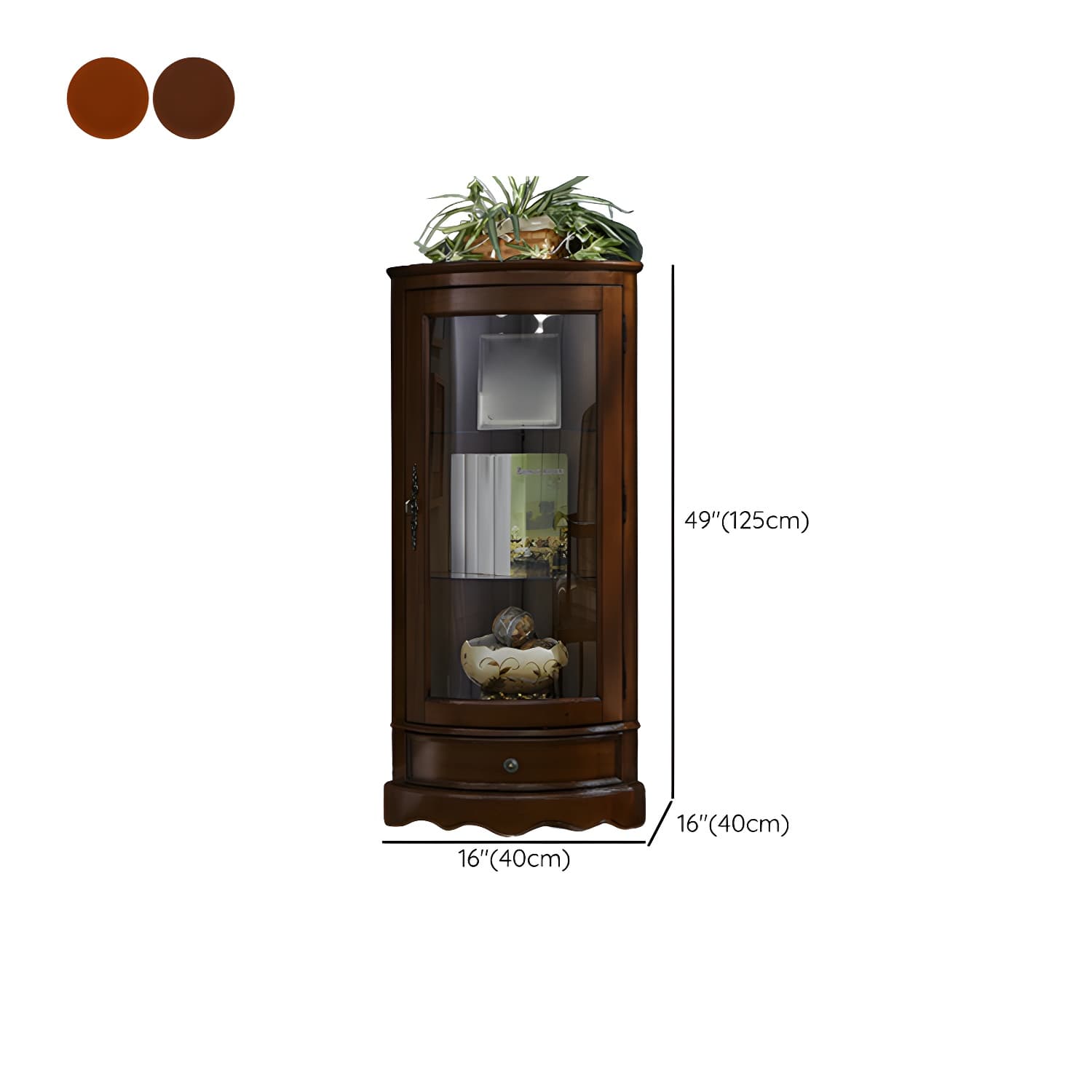 Industrial Triangle Accent Cabinet Solid Wood Storage Cabinet with Glass Doors thumbnail 9